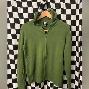 Studio 1940 Forest Green Cashmere Zip-Up Sweater
